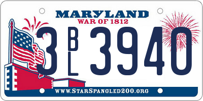 MD license plate 3BL3940
