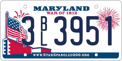 MD license plate 3BL3951