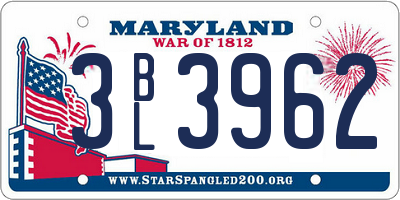 MD license plate 3BL3962