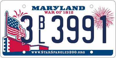 MD license plate 3BL3991