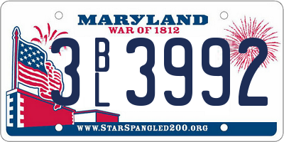 MD license plate 3BL3992