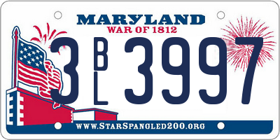 MD license plate 3BL3997