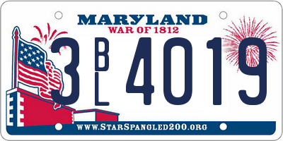 MD license plate 3BL4019