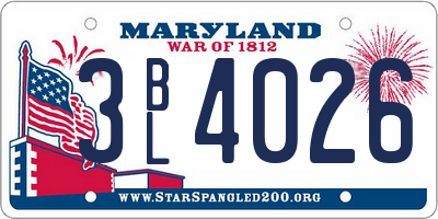 MD license plate 3BL4026