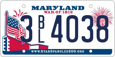MD license plate 3BL4038
