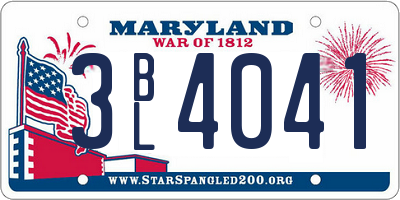 MD license plate 3BL4041