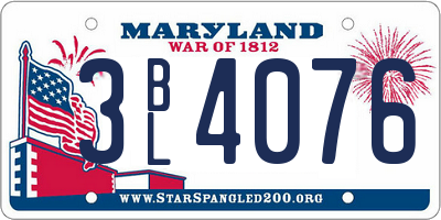 MD license plate 3BL4076