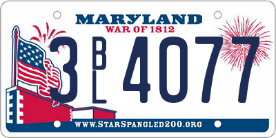 MD license plate 3BL4077