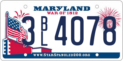 MD license plate 3BL4078