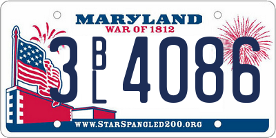 MD license plate 3BL4086