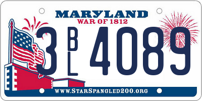 MD license plate 3BL4089