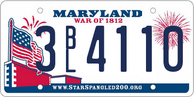 MD license plate 3BL4110