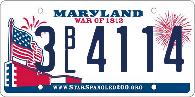MD license plate 3BL4114
