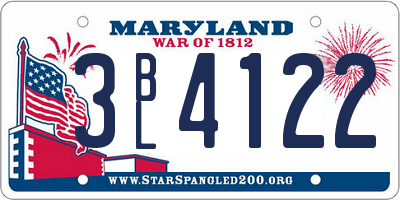 MD license plate 3BL4122