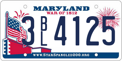 MD license plate 3BL4125