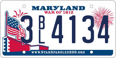 MD license plate 3BL4134
