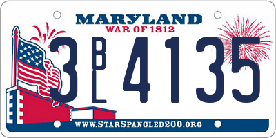 MD license plate 3BL4135