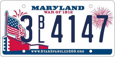 MD license plate 3BL4147
