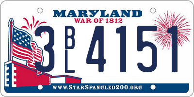 MD license plate 3BL4151