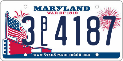 MD license plate 3BL4187