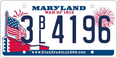 MD license plate 3BL4196
