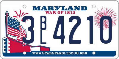 MD license plate 3BL4210