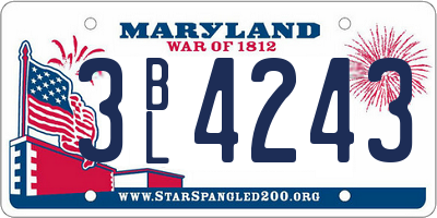 MD license plate 3BL4243