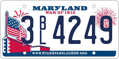 MD license plate 3BL4249