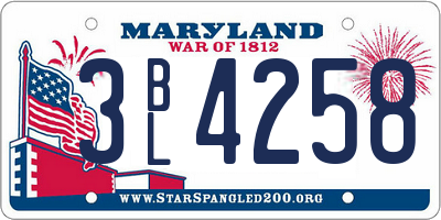 MD license plate 3BL4258