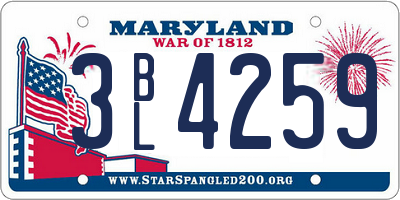 MD license plate 3BL4259