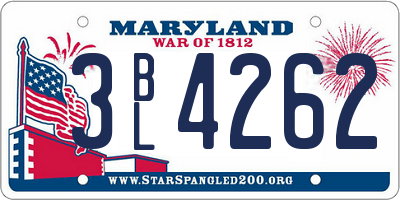MD license plate 3BL4262