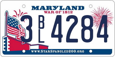MD license plate 3BL4284