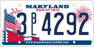 MD license plate 3BL4292