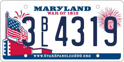MD license plate 3BL4319