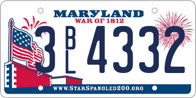 MD license plate 3BL4332