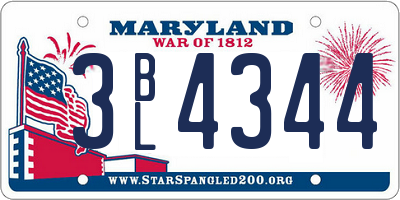 MD license plate 3BL4344