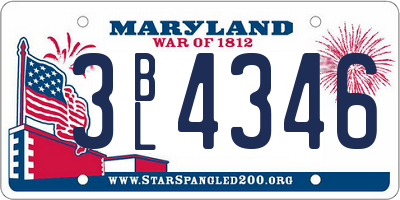 MD license plate 3BL4346