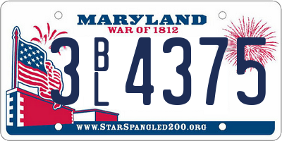 MD license plate 3BL4375