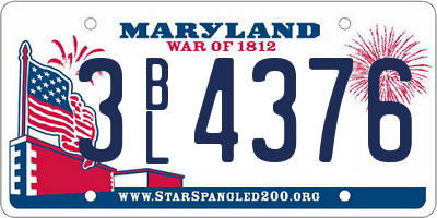 MD license plate 3BL4376