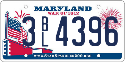 MD license plate 3BL4396