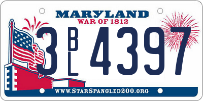 MD license plate 3BL4397