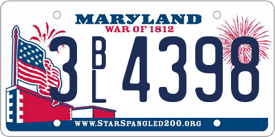 MD license plate 3BL4398