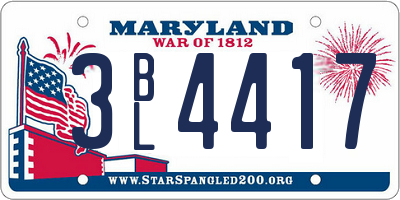 MD license plate 3BL4417