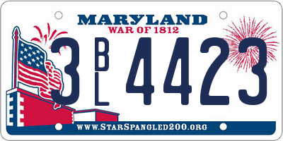 MD license plate 3BL4423