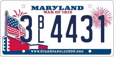 MD license plate 3BL4431