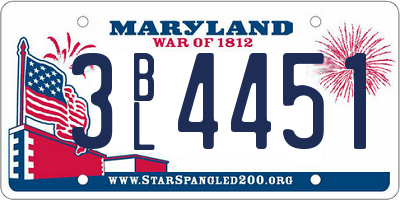 MD license plate 3BL4451
