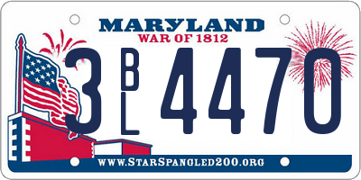 MD license plate 3BL4470