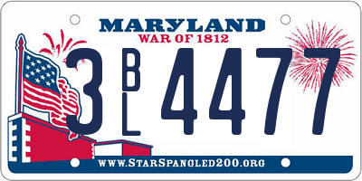 MD license plate 3BL4477