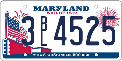 MD license plate 3BL4525