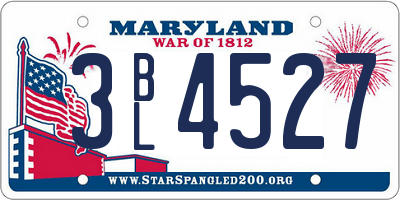 MD license plate 3BL4527